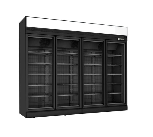H4GDF Black 4 Glass Doors 2100L Vertical Freezer