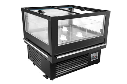 Horizon DKH-1010Y Dual Temp Glass Island Case 1000mm - angled view