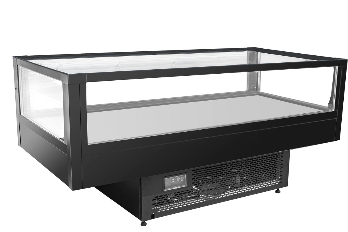 Horizon DKH-1510Y Dual Temp Glass Island Case 1500mm - angled view