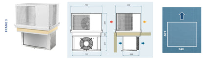 Drop-in monoblock frame 3 dimensions and ceiling cut-out