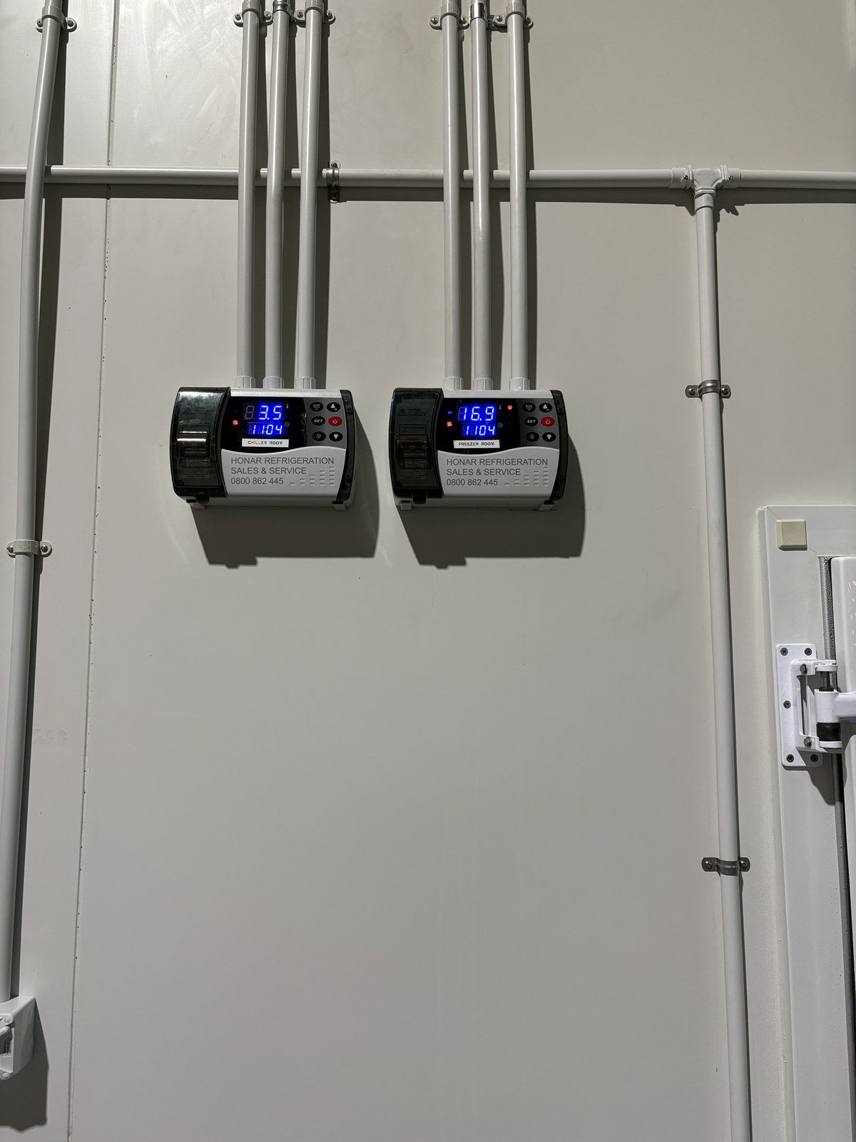 ECB-1000Plus control boxes installed on chiller and freezer rooms by Honar Refrigeration