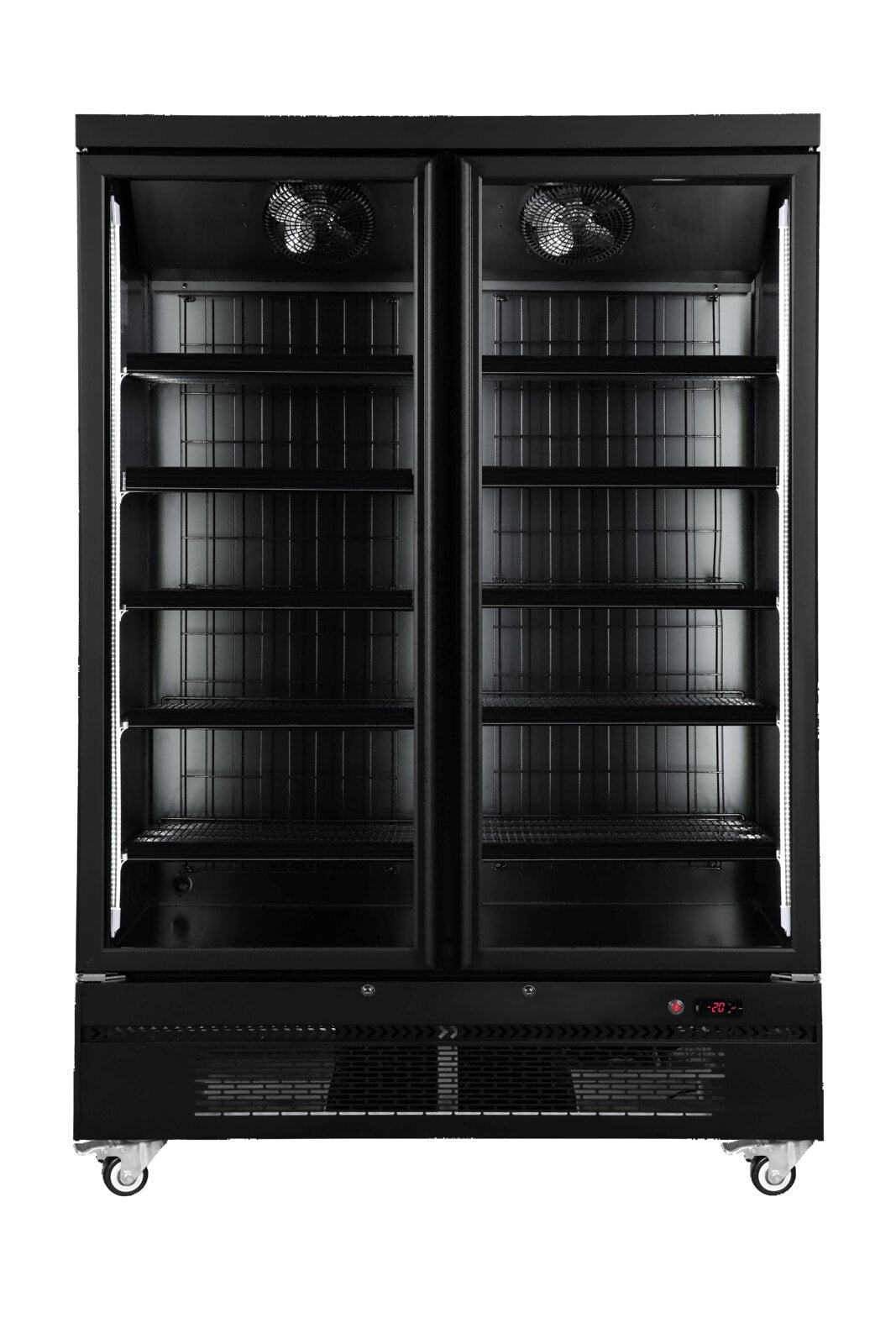 Sansheng SSD1000 two glass door bottom mount freezer - front view