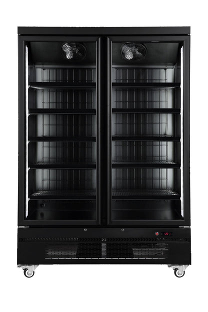 Sansheng SSD1000 two glass door bottom mount freezer - front view
