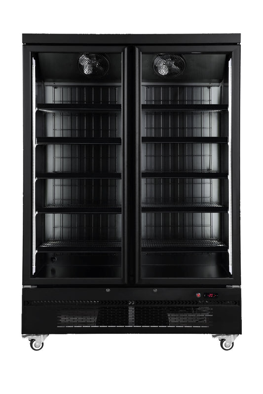 Sansheng SSD1000 two glass door bottom mount freezer - front view