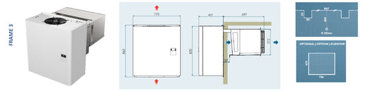 Wall monoblock frame 3 dimensions