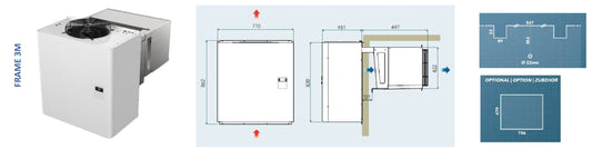 Wall monoblock frame 3M dimensions