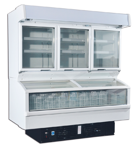 Diana Horizontal Freezer with Dual Temp Glass Door Freezer Top - Various Sizes Available